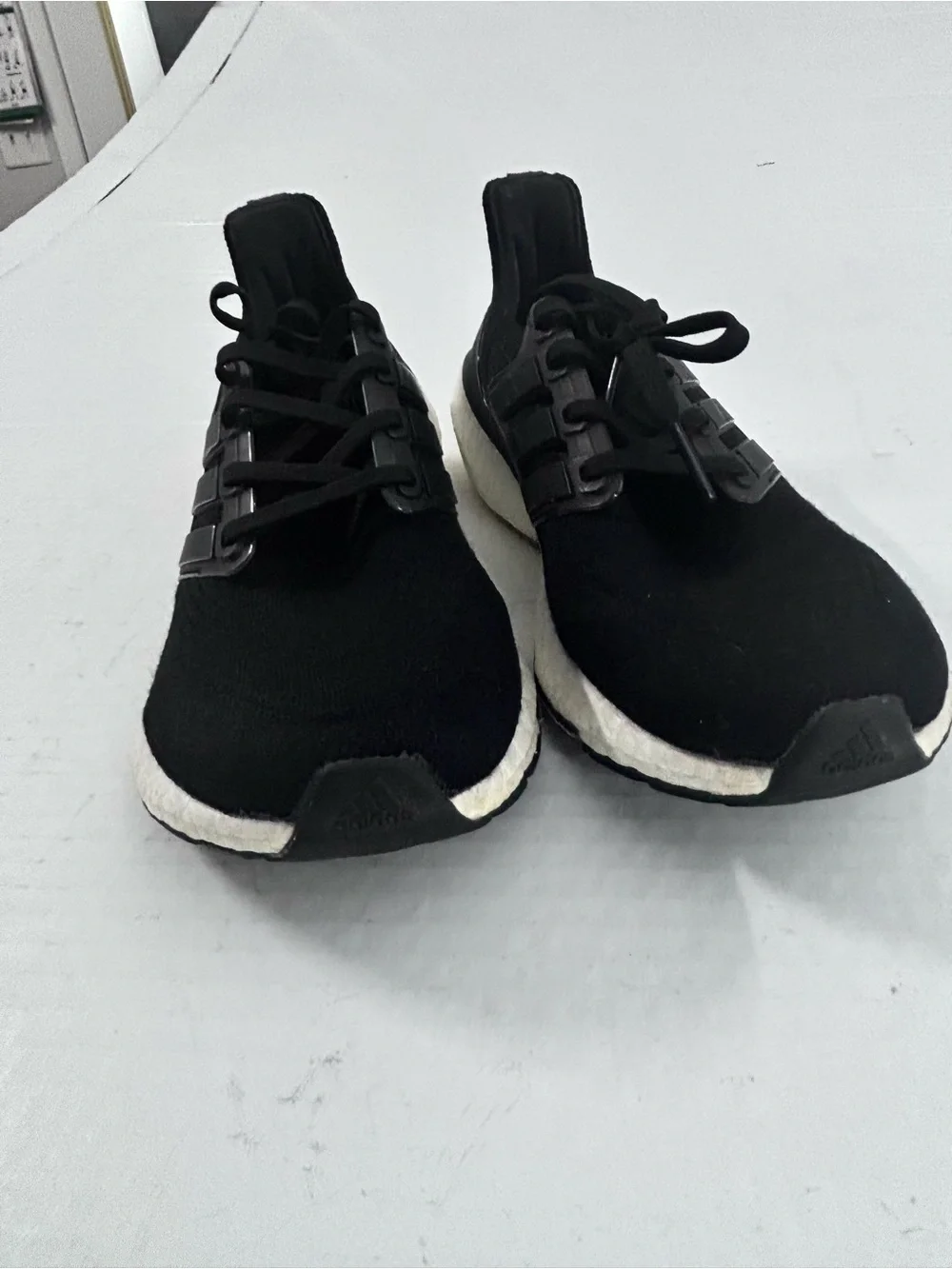 Women’s Adidas Ultraboost Black Athletic Running Sneakers with White Midsole 9